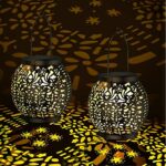 2 Pack Solar Lanterns for The Garden - Outdoor Hanging Garden Solar Lights, IP54 Waterproof, Long Working Time, Vintage Garden