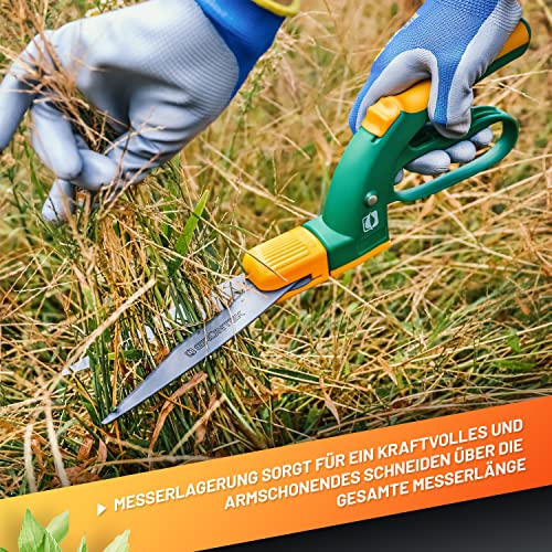 GRÜNTEK Grass Shears Swift 380 mm Teflon 360° Rotating Cutter Head, Teflon Coated, Comfort Lawn Grass Shear, 21 Days Money Back