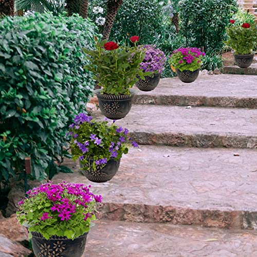 KOOYAT Plant Pots Flower Pot 11.2 Inch Plant Pots Indoor with Drainage Holes 3 Pack Planters Garden Pots Plastic Plant Pot with Antique Copper Co