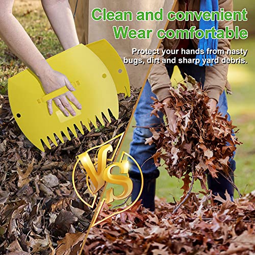 GardenHOME Garden and Yard Leaf Scoops Hand Rakes, Large Sized Leaf Grabbers, Leaf Collector,1 Pair Yellow