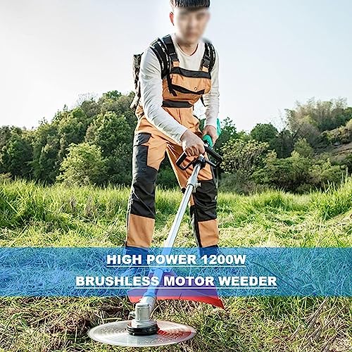 Garden Grass Trimmer Cordless with Wheels with Armrest String Trimmer Battery Grass Cutter Electric Lawn Mower 20AH 30AH