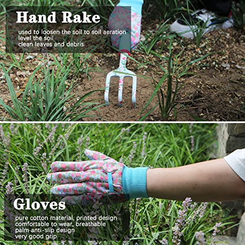 Gardening Tools Set,12 Piece Floral Garden Hand Tool Gift Kits Gardening Gifts for Women & Men, with Pruning Shears & X-Large Handle Storage Tote