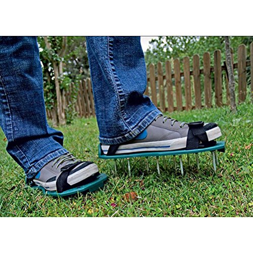 Garden Mile® Garden Lawn Aerator Shoes Manual Lawn Aerator With 13x 5cm Spikes And Straps Universal Fit Lawn Aerator Sandals