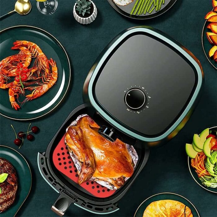 Reusable Silicone Air Fryer Liners,3 Pack 7.5 Inch Square Non-Stick Air Fryer Mats,100% Food-Grade, Easy Clean Air Fryer Accessories for Cosori,G
