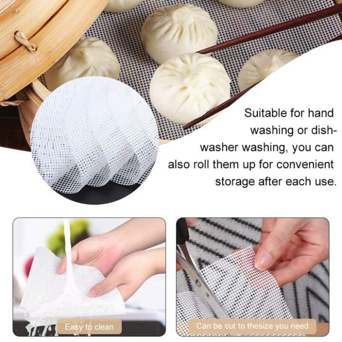WENRERO 6 PCS Silicone Dehydrator Sheets Non Stick Food Fruit Dehydrator Mats Trays Silicone Steamer Liner Reusable Steamer Mesh Mat Round Dumpli
