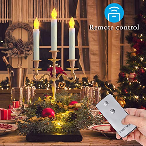 Raycare 12PCS LED Taper Candle Lights, Harry Potter Floating Candles, Flameless Battery Operated Window Candles for Valentine's Day Party Decorat