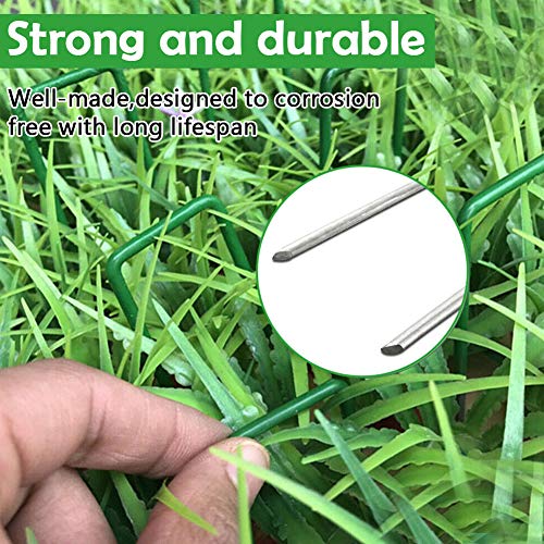 Half Green Artificial Grass Pegs - Turf Pin Strong Pegs, U Shaped 150x25x3mm Turf Pin Strong Artificial Grass Lawn Garden Pegs to pin fake grass,