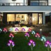 Amzxart Solar Lights Outdoor Garden, 4 Pack Garden Lights with 16 Bigger Lily Flowers, Multi-Color Changing LED Outdoor Solar Lights Waterproof f