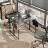 COTUBLR 31 Inch Computer Desk, Home Office Desk, Simple Modern Small Desk for Bedroom, Writing Desk with Storage Bag, Study Table for Students, B