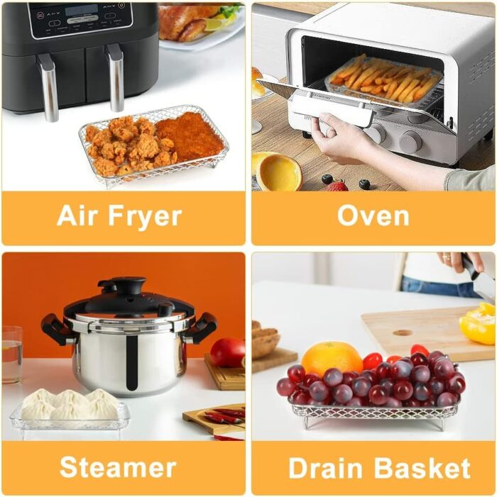 Usper Air Fryer Rack for Ninja DZ201 Foodi AF300UK, Tower, EMtronics, Other Double Dual Zone Air Fryer, 304 Stainless Steel Multi-Layer Toast Rac