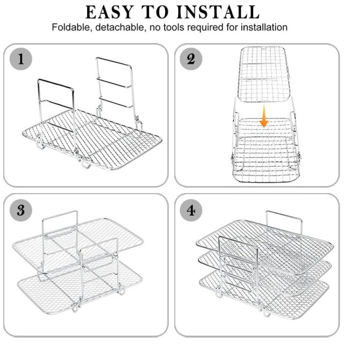 Air Fryer Rack for Ninja Dual Air Fryer,Multi-Layer Rack 304 Stainless Steel Air Fryer Accessories,Layered Dehydrator Racks,Air Fryer Rack for Ni