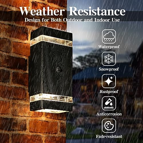 HLFVLITE Dusk to Dawn Outdoor Wall Light, Aluminum Outside Light Fixture with 5w LED Bulbs, Waterproof Exterior Wall Lamp Up & Down Outdoor Light