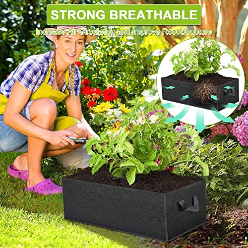 LATERN 4Pcs 8 Gallons Plant Growing Bags, Rectangular Nonwoven Fabric Breathable Grow Bags Heavy Duty Thickened Root Aeration Garden Pots Contain
