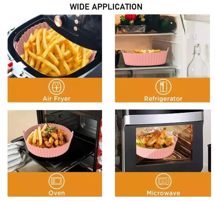 2pcs Air Fryer Silicone Liner 7.8 inch/20cm Medium Air Fryer Accessories Reusable Replaces Parchment Paper Fits 3-5L Compatible with Ninja, Cosor