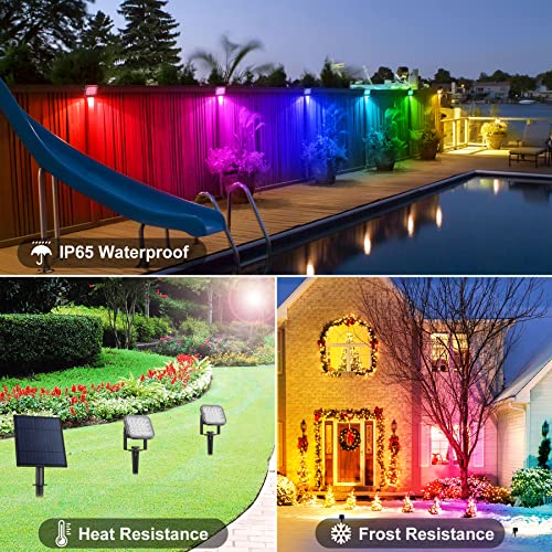 NATPOW Solar Garden Spotlight LED Solar Lights Outdoor, 2-in-1 Pathway Lights, IP65 Waterproof, Auto On/Off Outdoor Wall Lights, Landscape Spotli