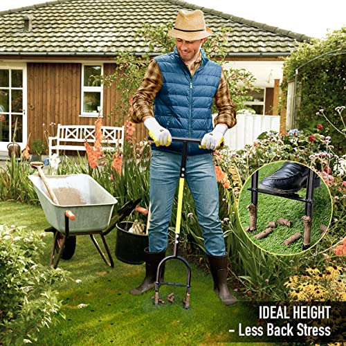 Jardineer Lawn Core Aerator, Hollow Tine Aerator with Spare Tines, Grass Aerator Garden with Non-Clog Slot, Manual Lawn Aerator for Compact Lawn