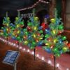 Upgraded 4-Pack Solar Christmas Tree Garden Stake Lights for Christmas Decorations, Solar Christmas Yard Stake Outdoor Waterproof Christmas Pathw
