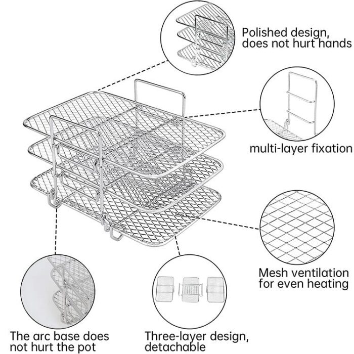 Air Fryer Rack for Ninja Dual Air Fryer,Multi-Layer Rack 304 Stainless Steel Air Fryer Accessories,Layered Dehydrator Racks,Air Fryer Rack for Ni
