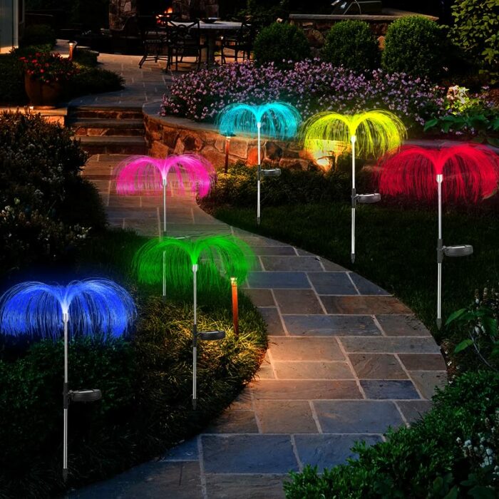 SPOPGUYS Solar Garden Lights Outdoor 10 Pack,LED Waterproof Path Lights for Garden Decoration,Auto On/Off,Solar Panel Light for Lawn,Patio,Yard,W
