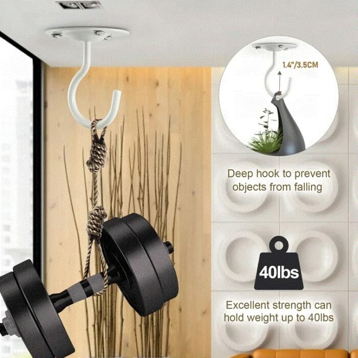 RHH 4PCS Ceiling Hook for Hanging Plants, Heavy Duty Wall Mount Hanging Hooks for Bird Feeders, Lanterns, Wind Chimes, Planters, Outdoor Decorati