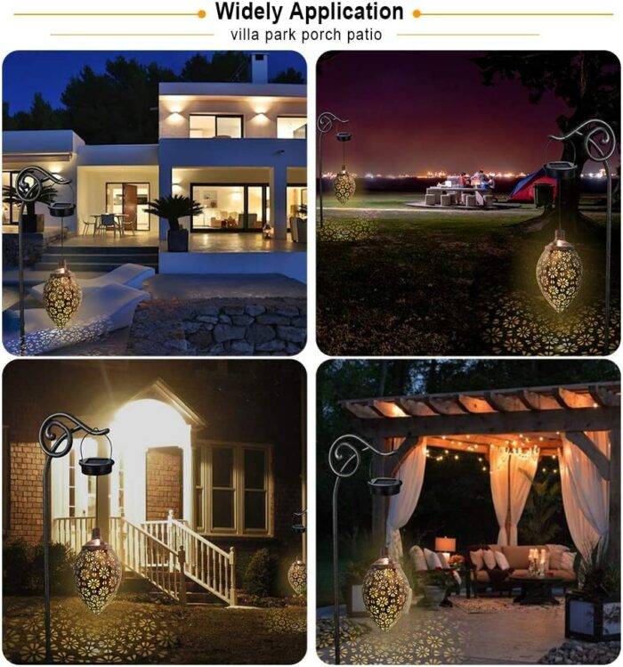 Solar Lantern Light, Hanging Solar Lights Outdoor Garden Lights IP65 Waterproof Metal Lamp for Patio Retro Decorative Hanging Garden Lantern Lamp