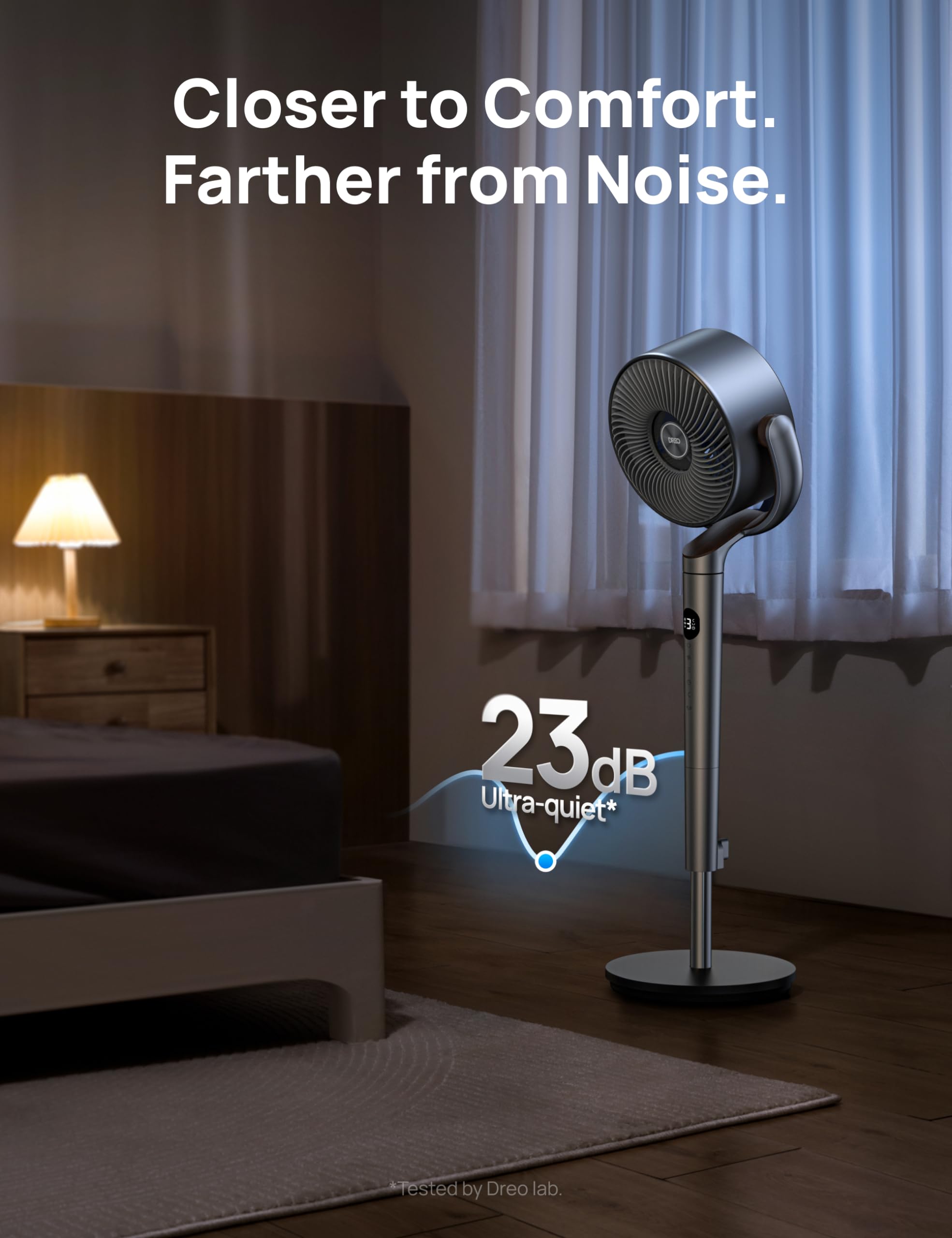 Dreo Standing Fan, 120°+120° Omni - directional Cooling Fans For Bedroom, Adjustable Height Room Fan, 8 Speeds, 3 Modes, 8H Timer