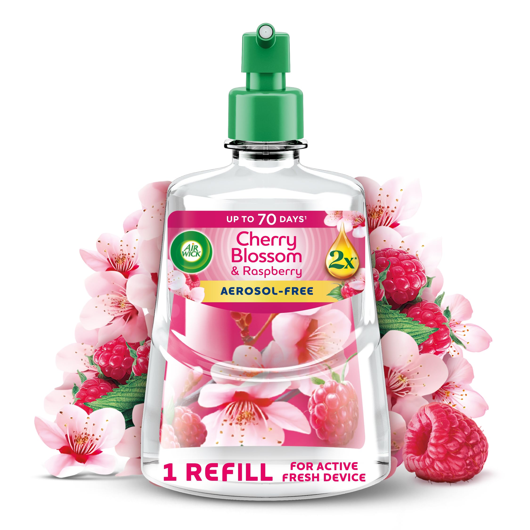 Air Wick Cherry Blossom Raspberry Aerosol-Free Automatic Spray Refill 228ml, Lasts up to 70 Days, Air Freshener